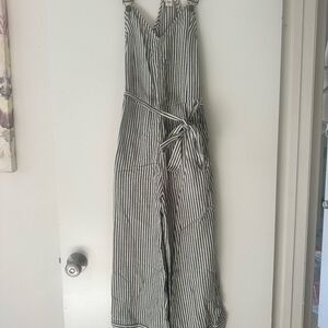 Striped Navy and White Overalls